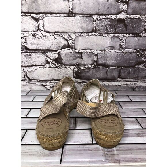 Toni Pons Origens Norma Beige Shimmer Wedge Espadrille Sandals Women Sz 40EU/9.5 - Picture 9 of 16